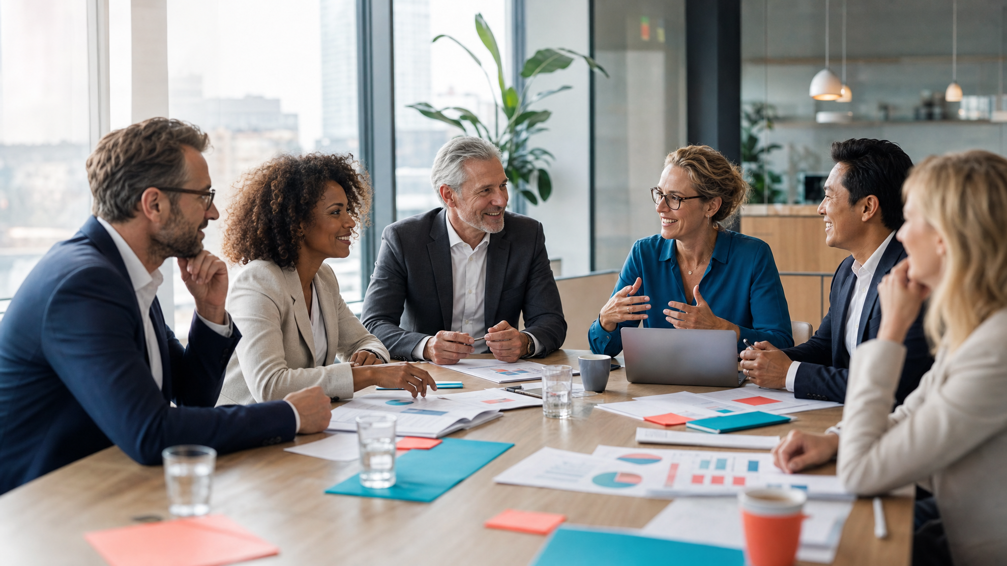 Bestuur, HR en adviseur werken samen aan een reorganisatieplan